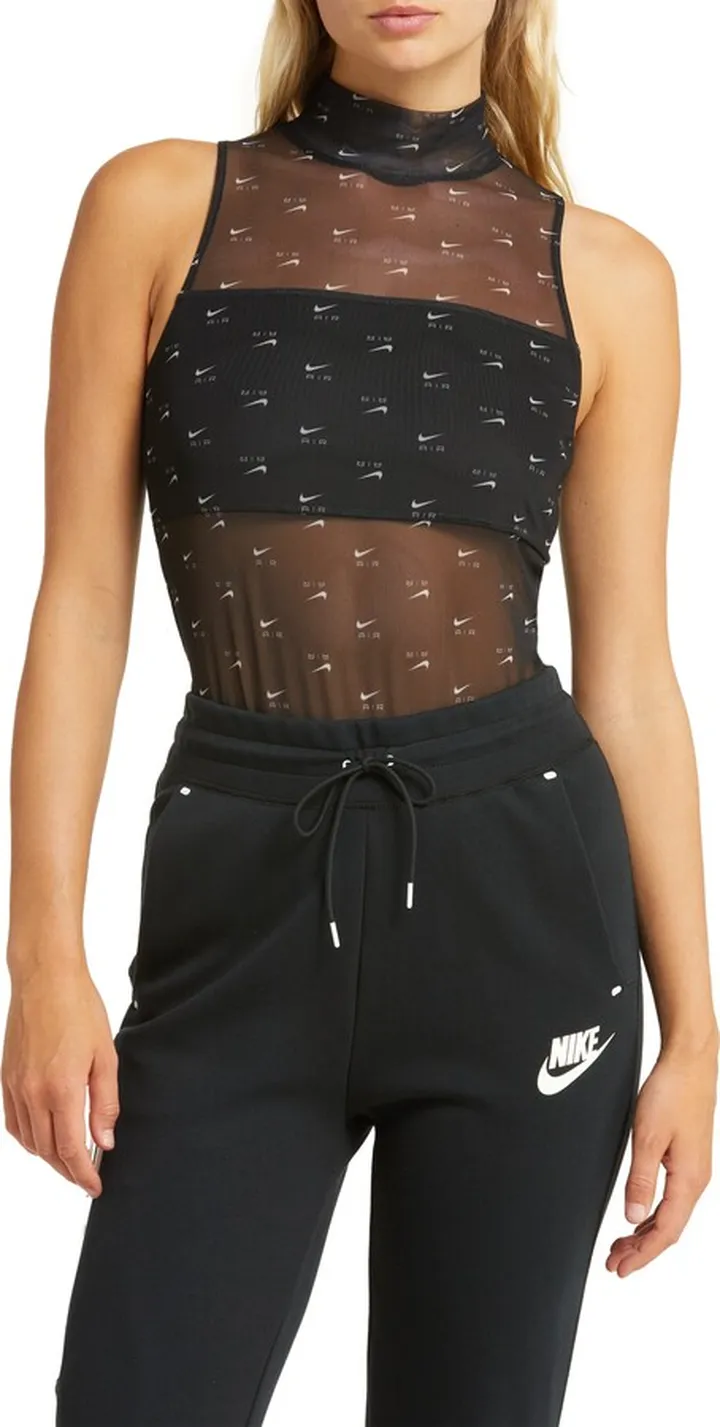 Air Print Mock Neck Bodysuit