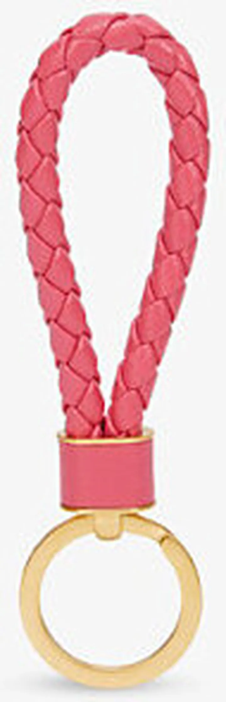 Cranberry-gold Increcciato Braided Leather Keyring