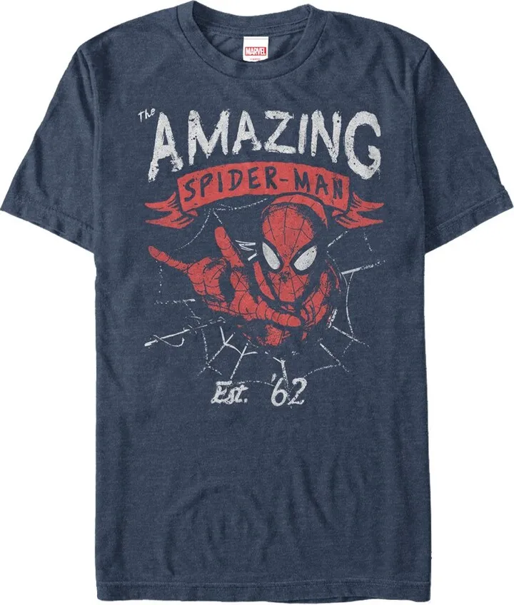 Men's Marvel Spider-Man Est 62 T-Shirt - Navy Blue Heather - 3X Large
