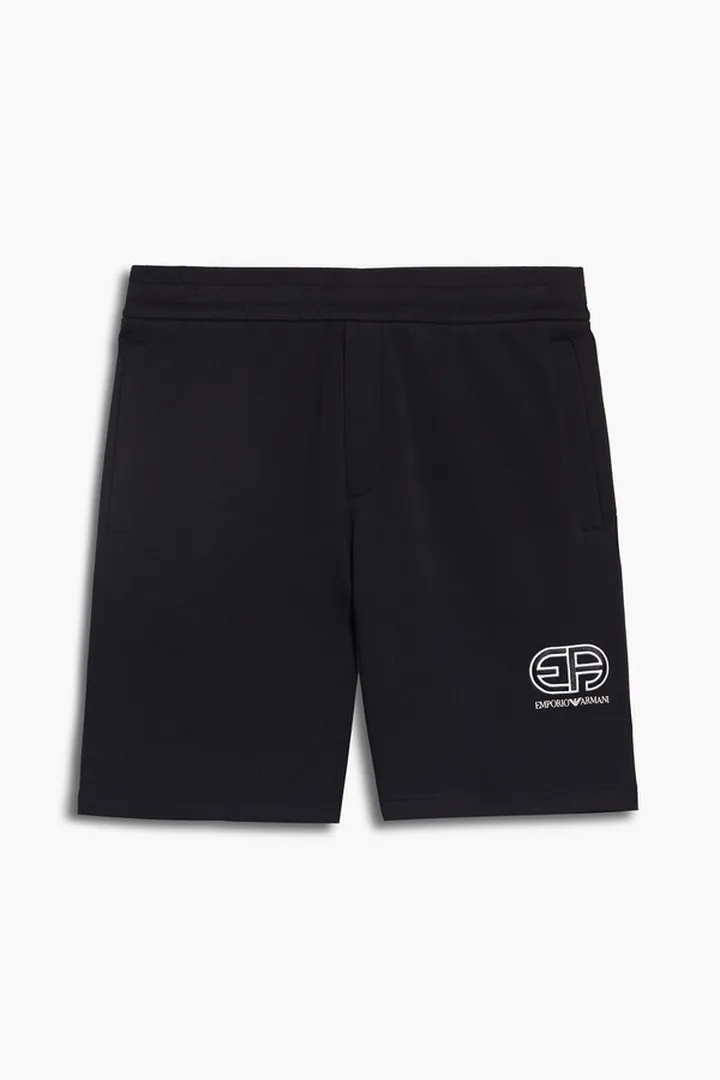 Printed cotton-blend jersey shorts