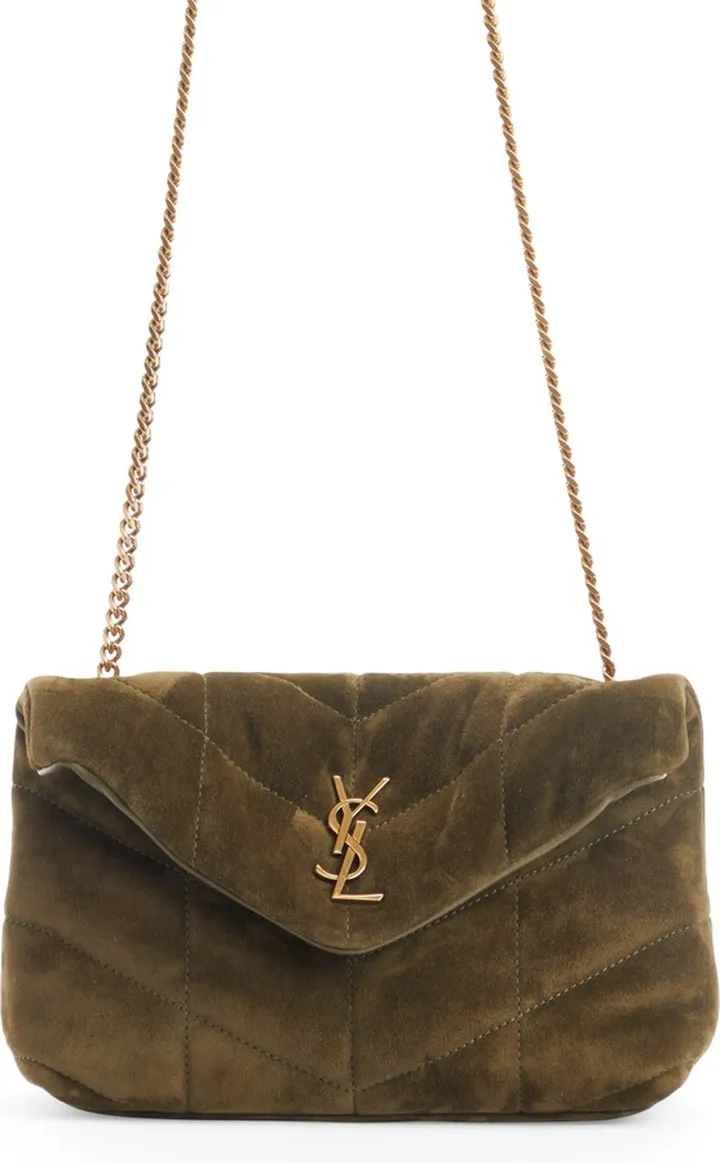 Toy Loulou Puffer Quilted Suede Shoulder Bag