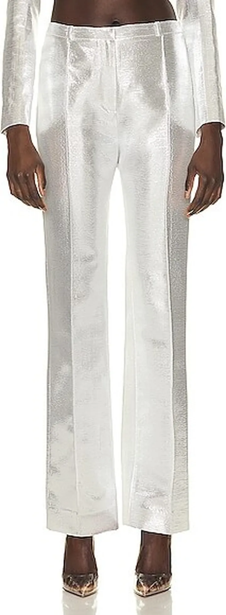 PACO RABANNE Straight Leg Pant in Metallic Silver