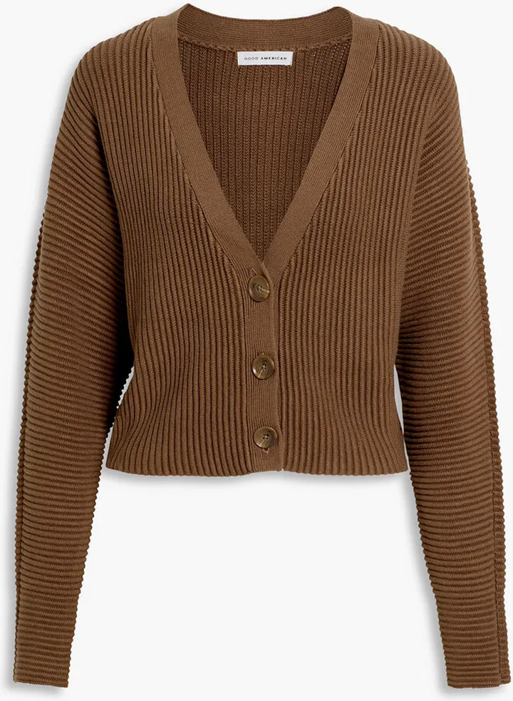 Ribbed cotton-blend cardigan