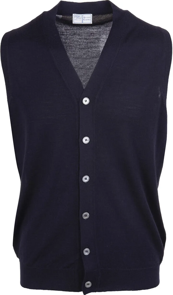 Navy Blue Wool Waistcoat