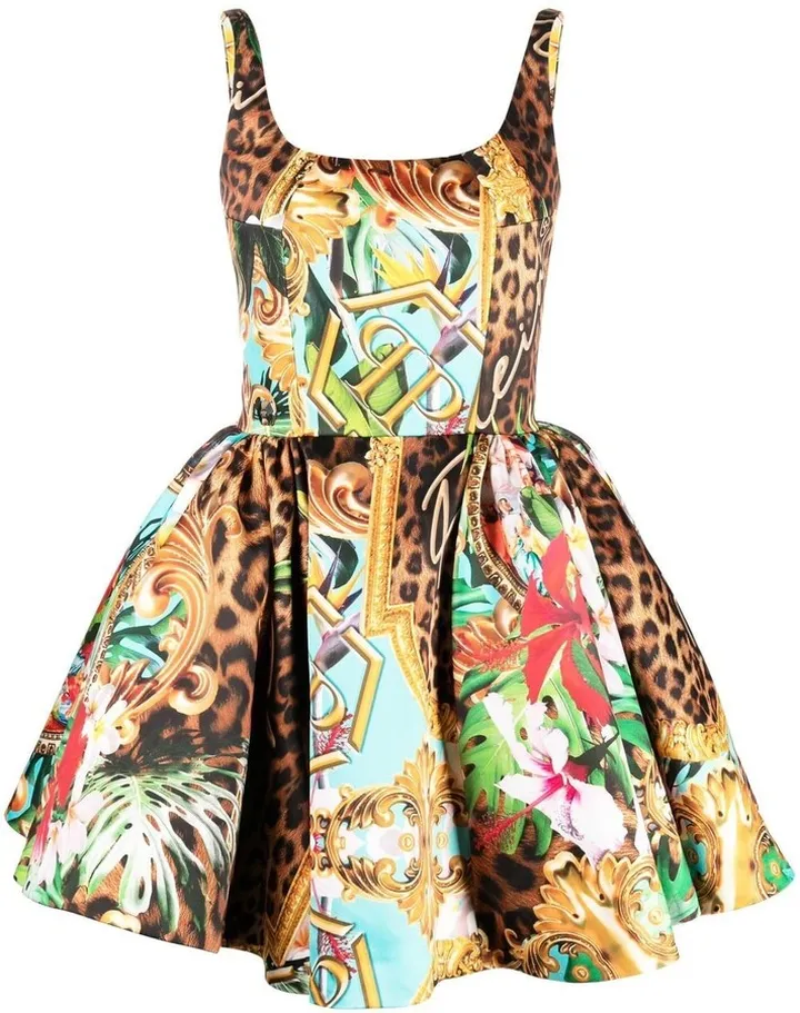 Duchesse baroque flowers-print mini dress