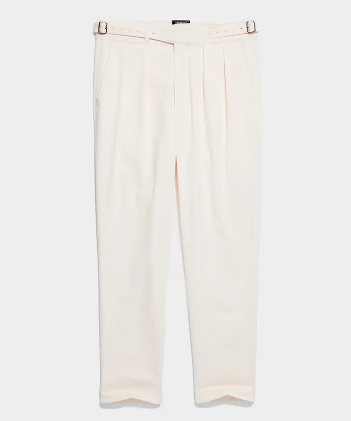 Italian Brushed Cotton Gurkha Trouser in Cream