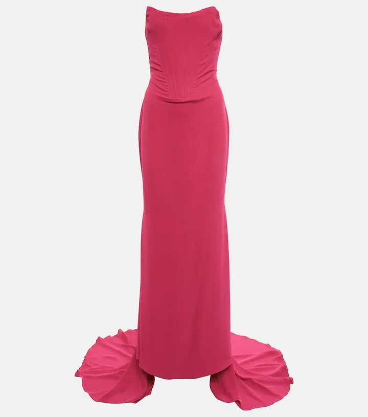 Strapless crepe gown