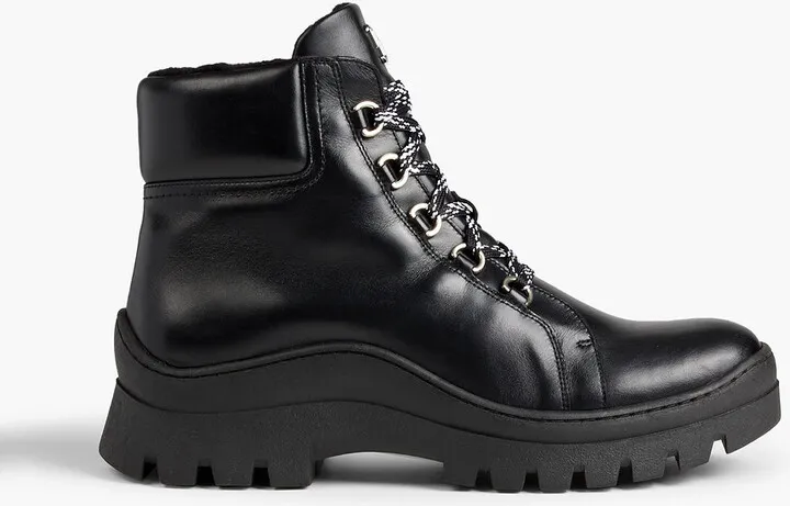 Lace-up leather ankle boots