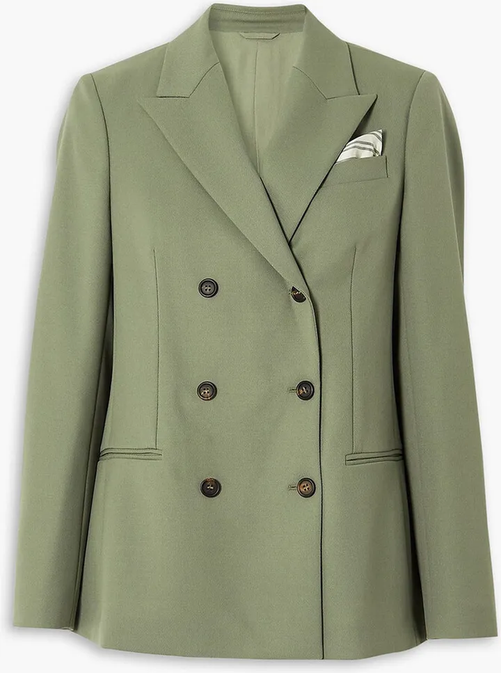 Double-breasted wool-twill blazer