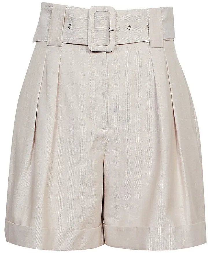 Ottia Belted High-Waisted Wide-Leg Shorts