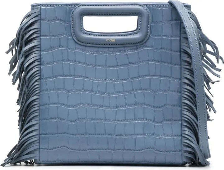 M croc-effect fringed tote bag