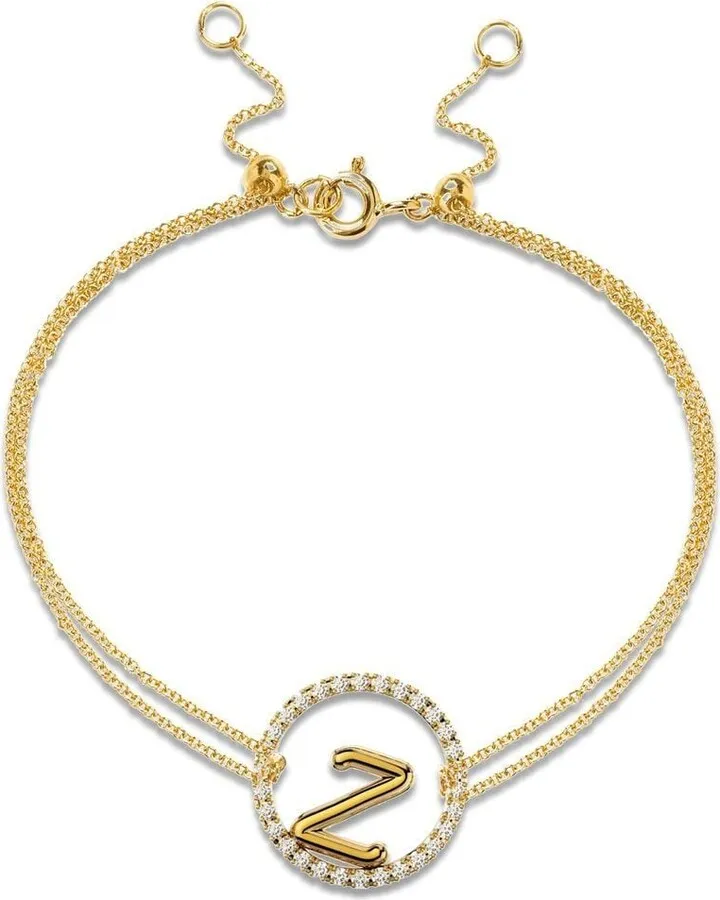 18kt yellow gold Love Letter Z pavé diamond bracelet