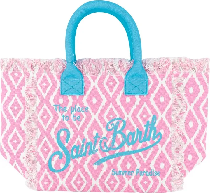 Canvas handbag with multicolor print