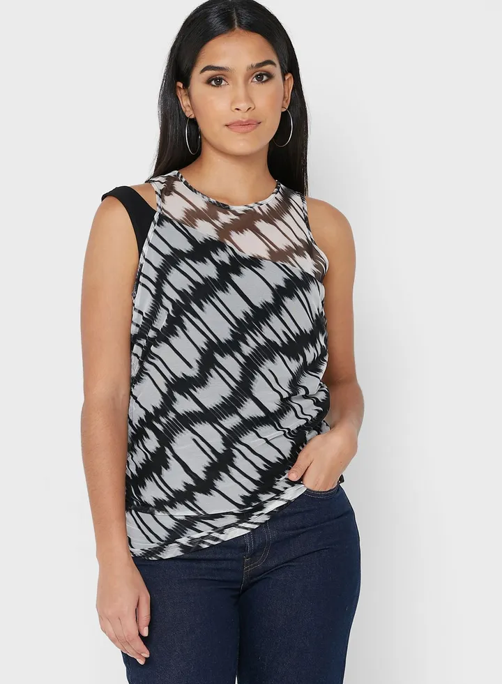 Round Neck Printed Top