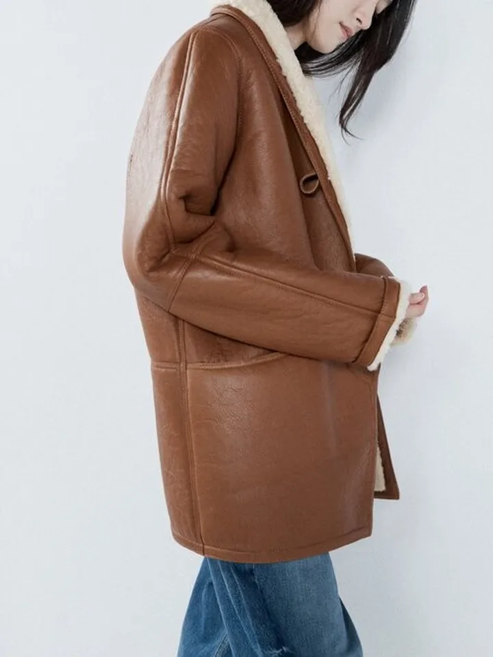 Shawl Collar Nappa Shearling Coat