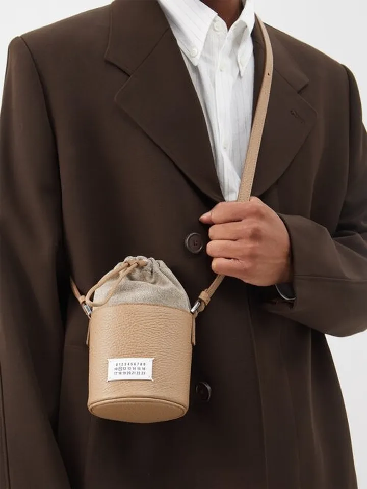 5ac Leather And Canvas Bucket Bag