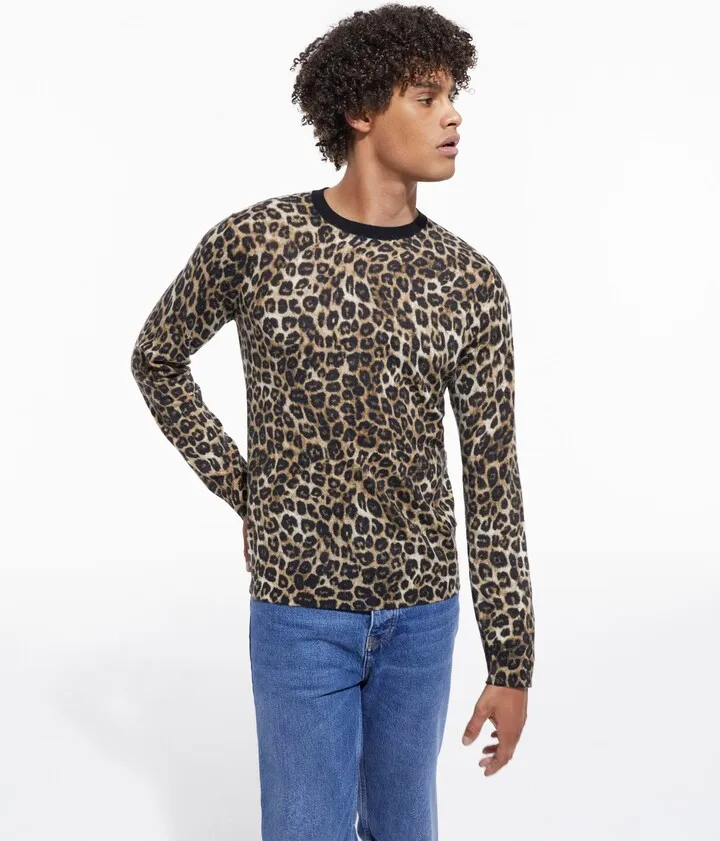 Leopard print cashmere sweater