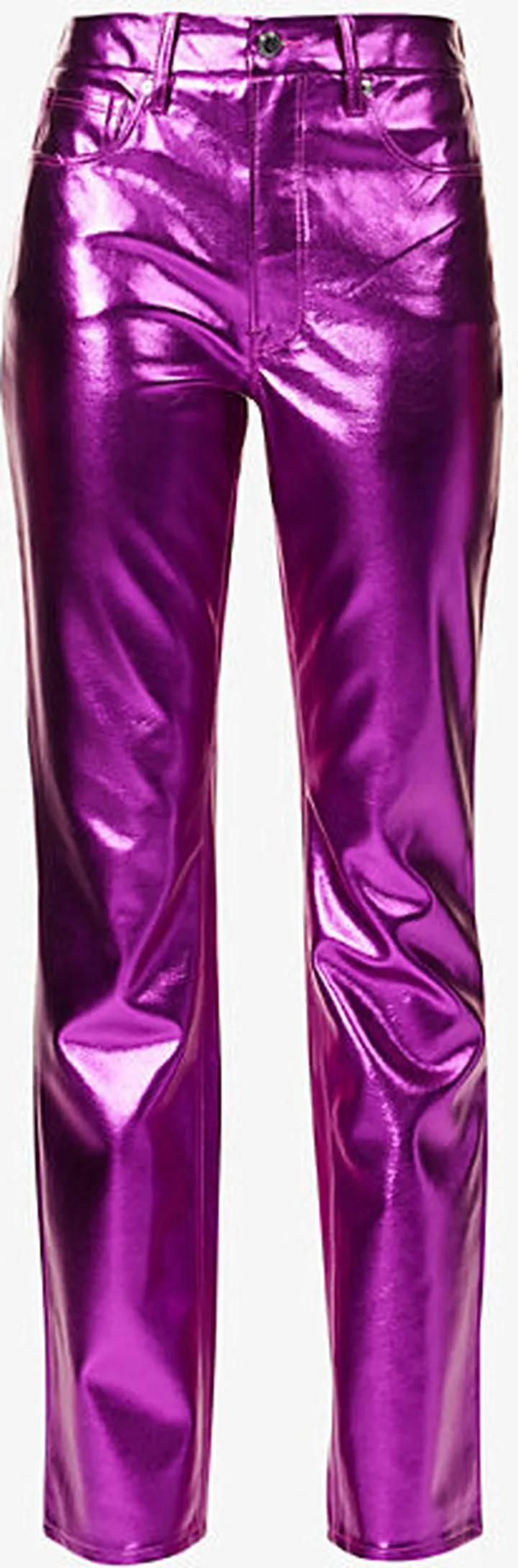 Womens Pop Thistle Metallic Good Icon Straight-leg Mid-rise Faux Leather Trousers