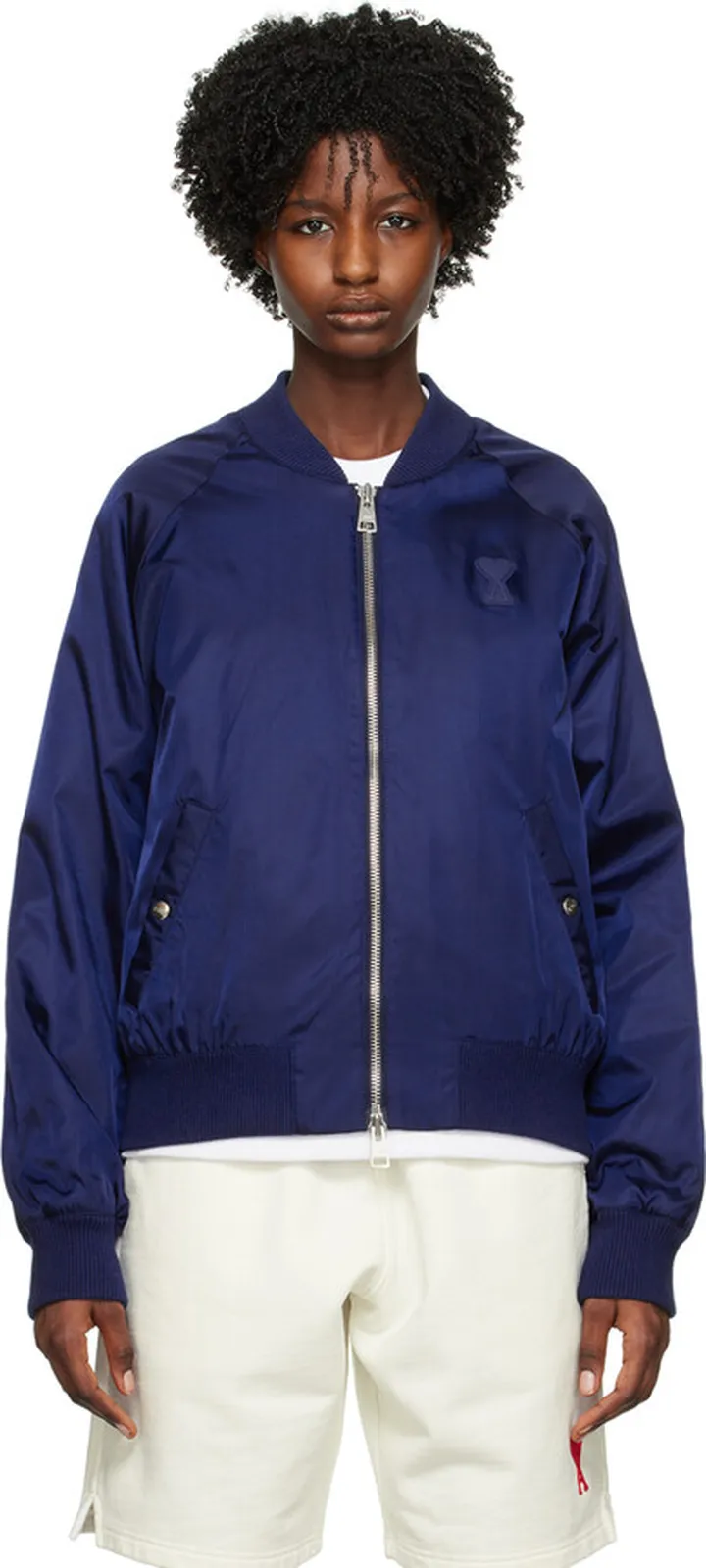 AMI Alexandre Mattiussi Navy Zip Bomber Jacket
