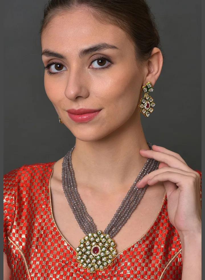 Gold Plated Designer Stone Necklace Set