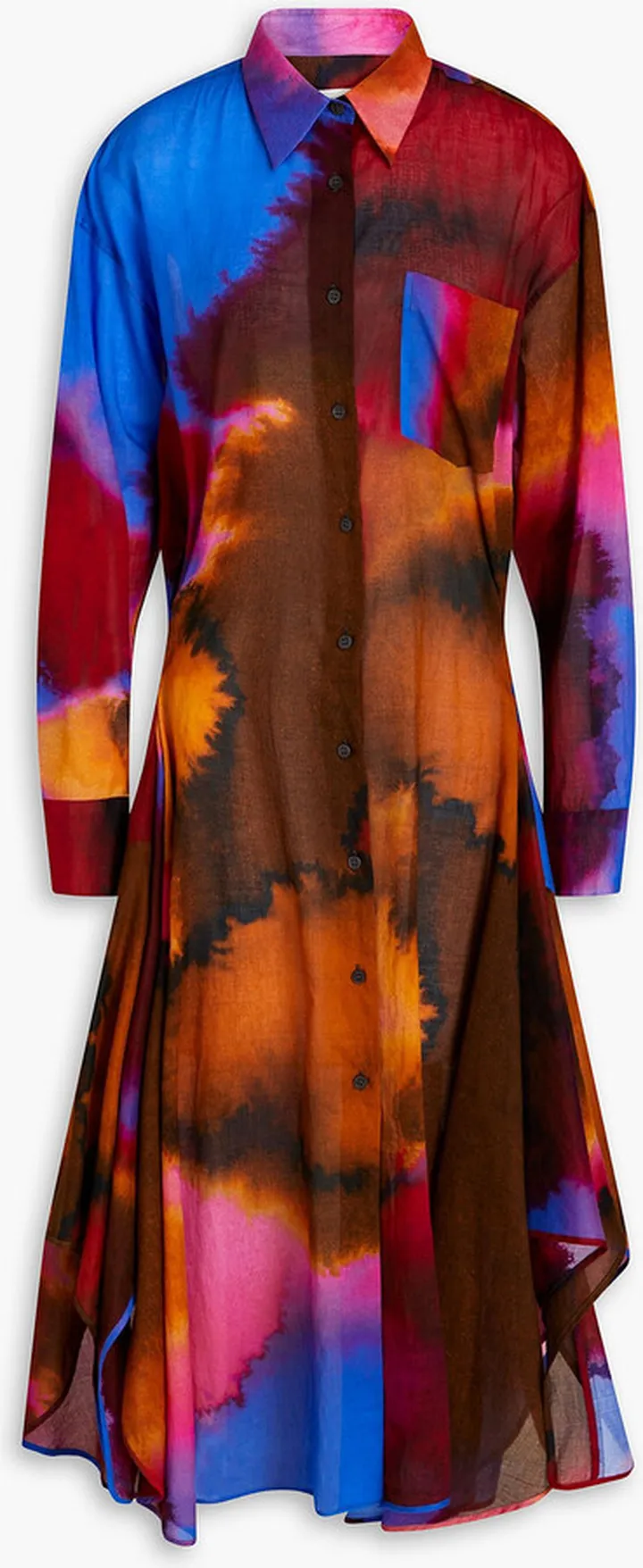 Printed cotton-voile midi shirt dress