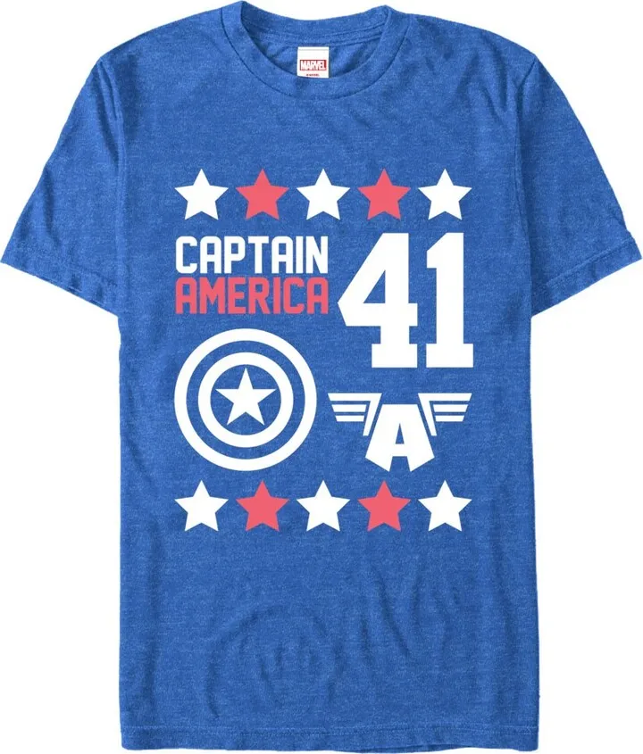 Men's Marvel Captain America 41 T-Shirt - Royal Blue Heather - Medium