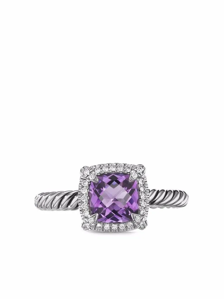 sterling silver Châtelaine amethyst and diamond ring
