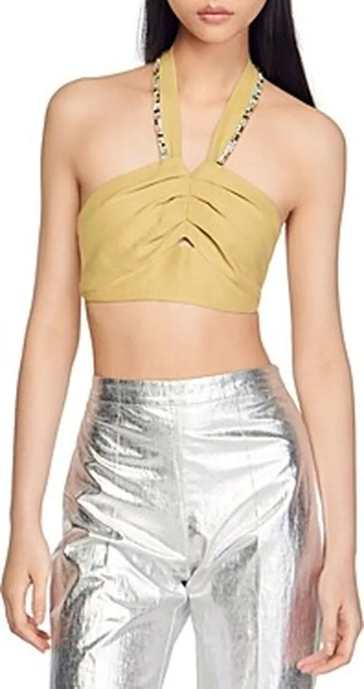 Sandro Avedis Halter Crop Top