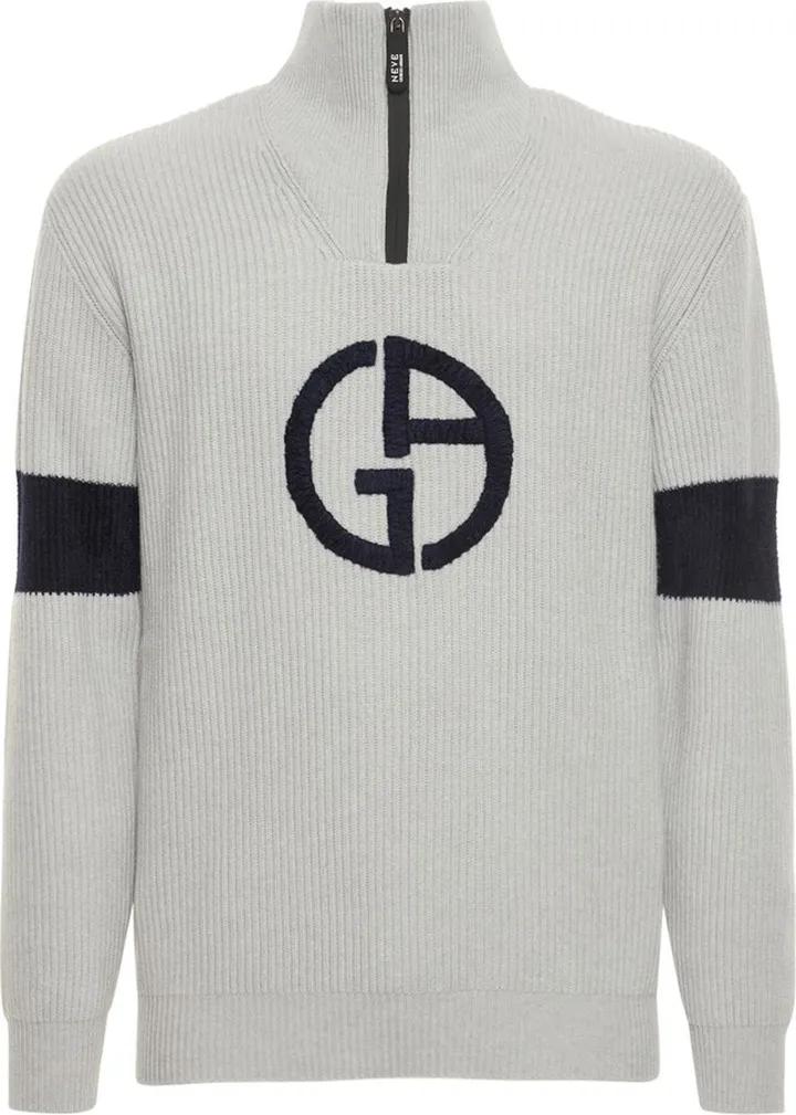 Neve logo knit half-zip sweater