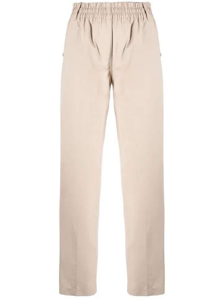 Elasticated-Waist Straight Trousers