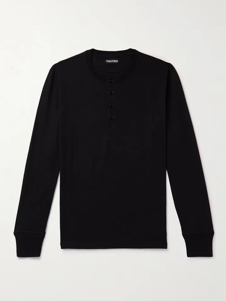 Cotton-Jersey Henley T-Shirt