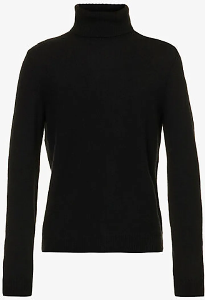 Ralph auren Purple abel Mens Classic Black Turtleneck Regular-fit Cashmere Jumper