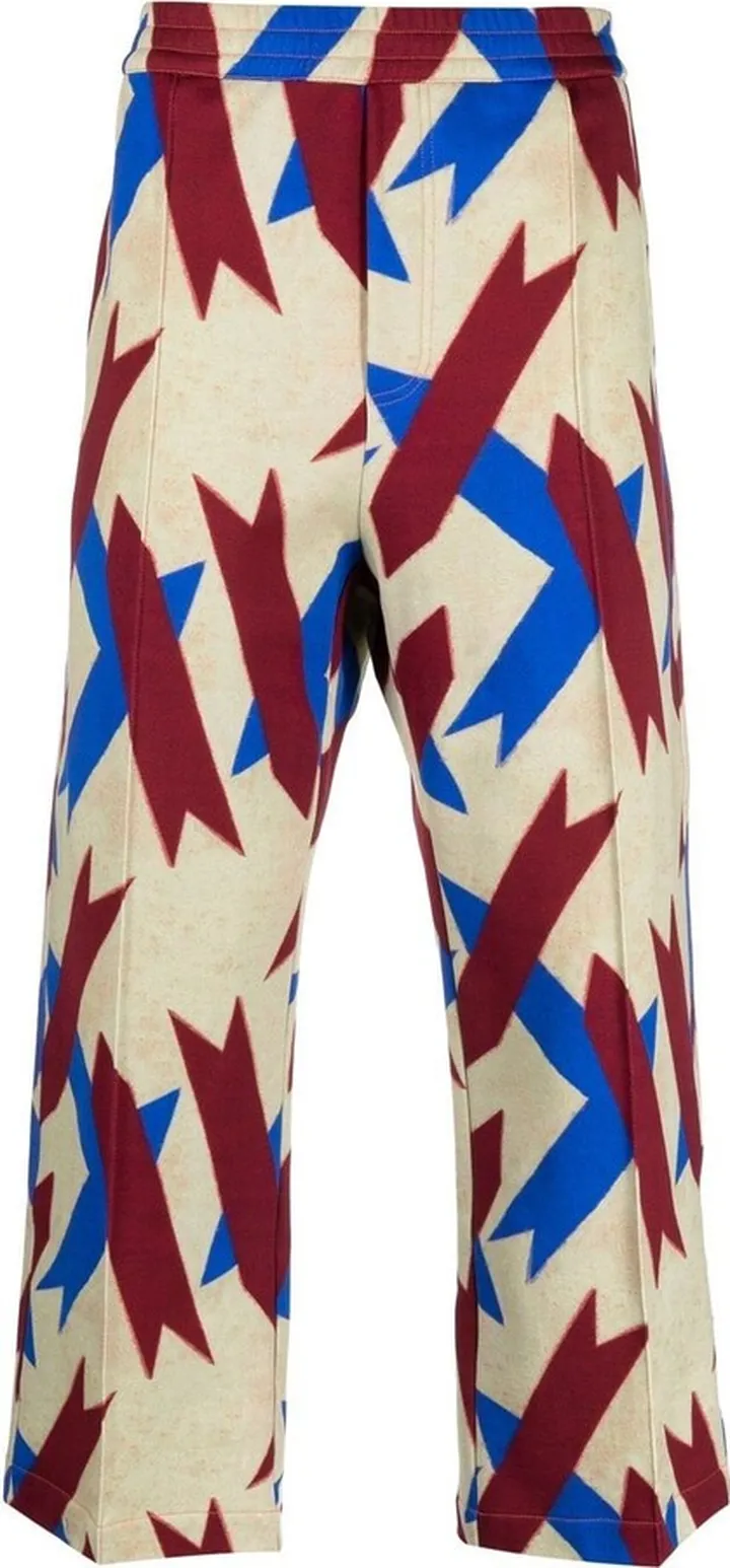 Wide-Leg Graphic-Print Trousers