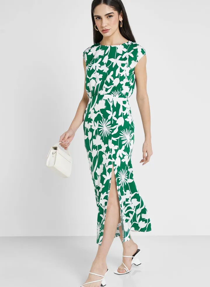 Cutout Back Printed Dress