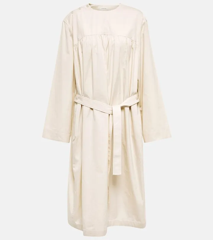 Belted cotton poplin midi dress