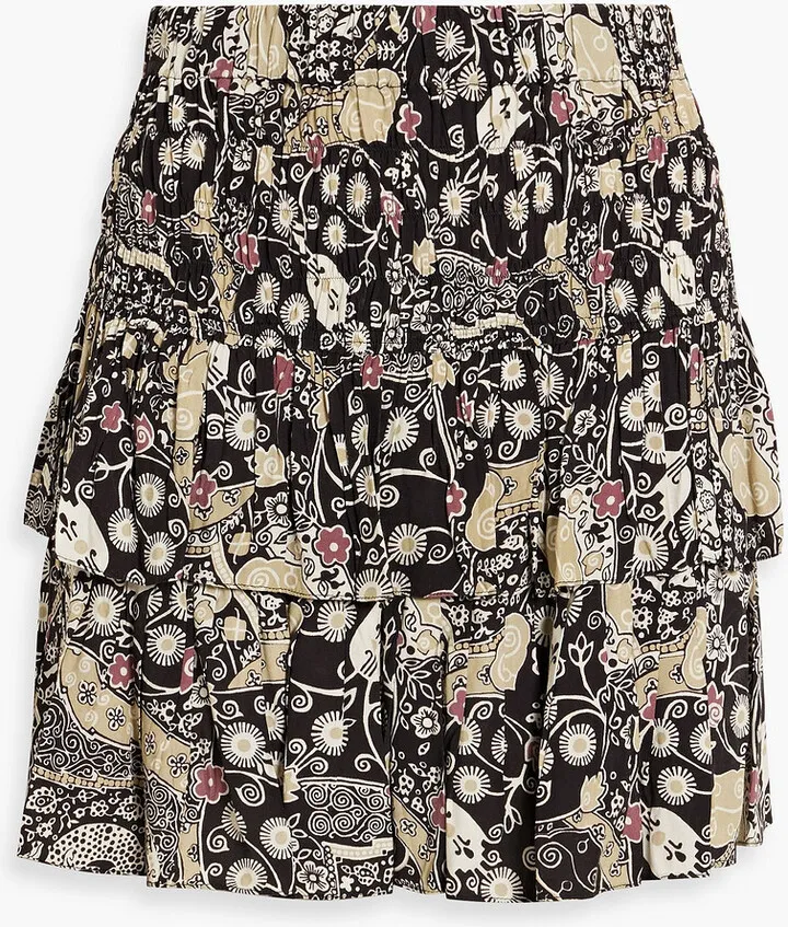 Cordelia tiered printed voile mini skirt
