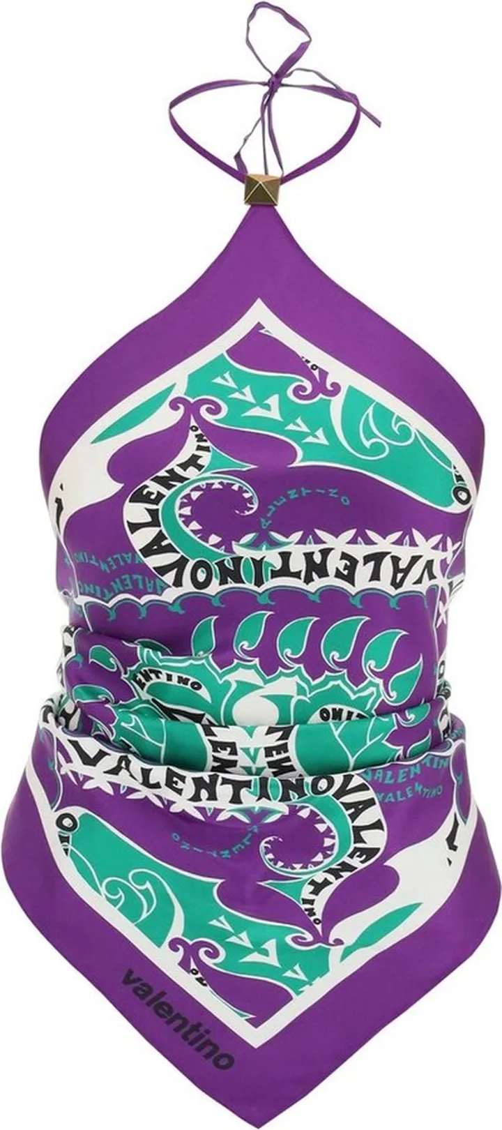 Valentino Logo Printed Halterneck Sleeveless Top