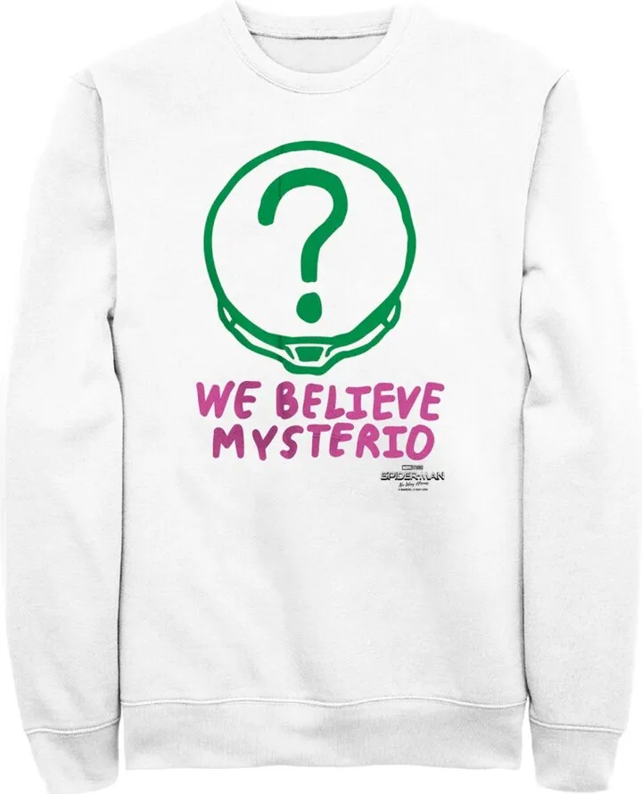 Men's Marvel Spider-Man: No Way Home We Believe Mysterio Pink and Green Sweatshirt - White - Medium