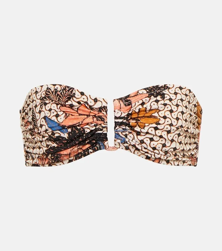 Santorini printed bandeau bikini top