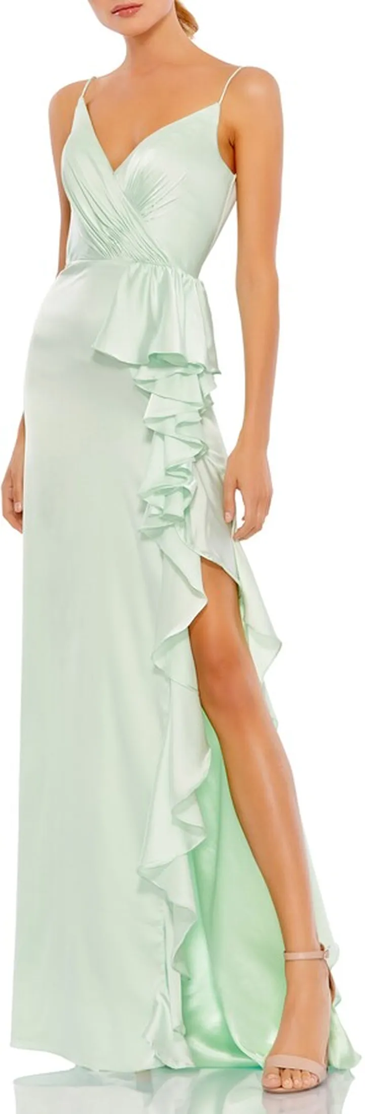 Ruffle Satin Trumpet Gown