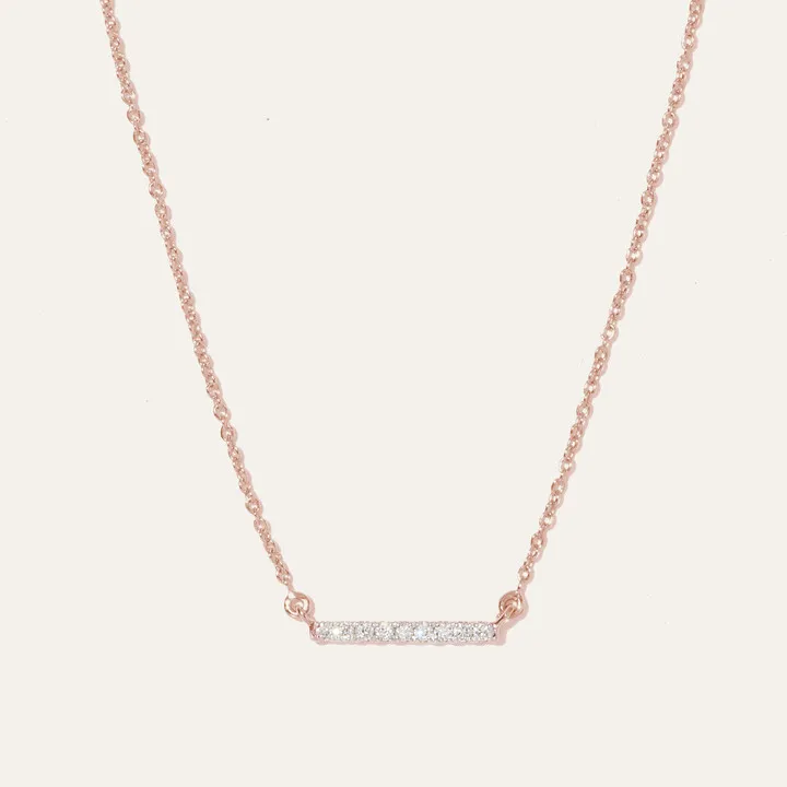 14K Gold Diamond Bar Necklace