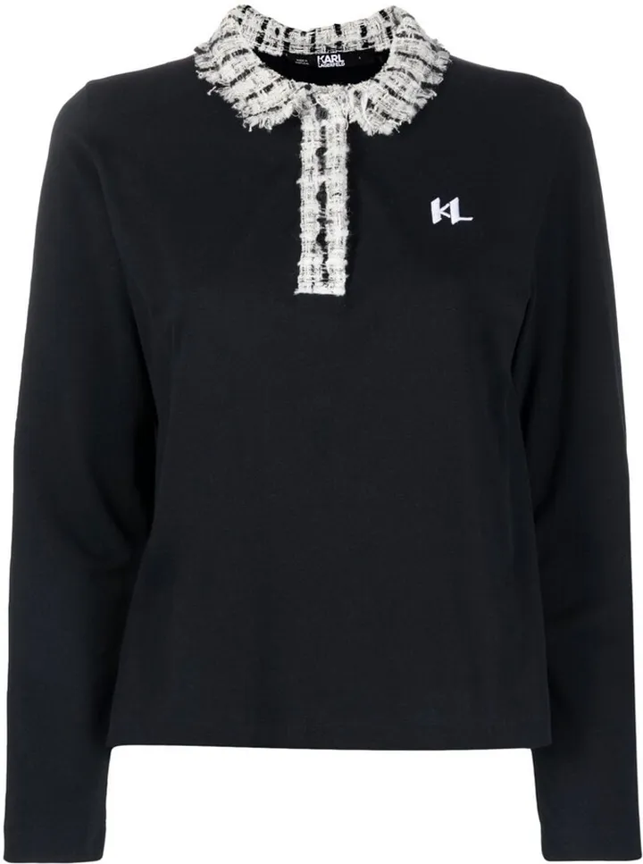 Bouclé Detail Polo Shirt