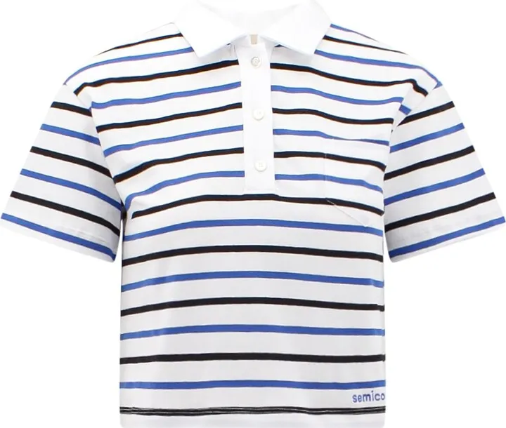 Cotton polo shirt with striped motif