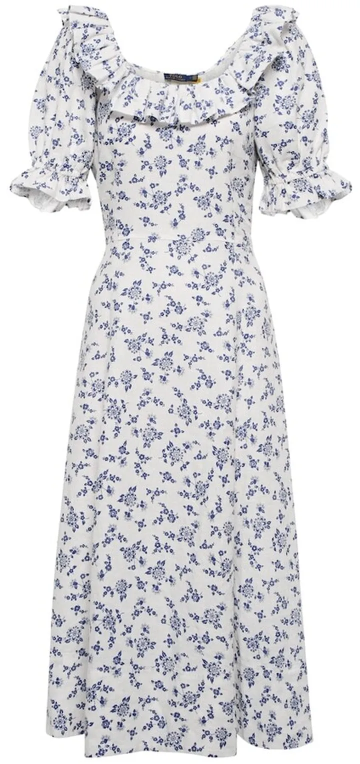 Floral linen midi dress