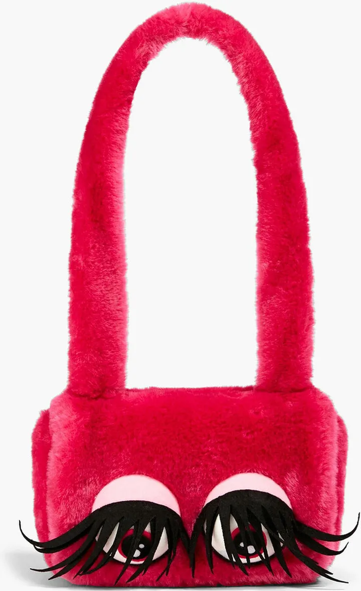 Embellished faux fur shoulder bag
