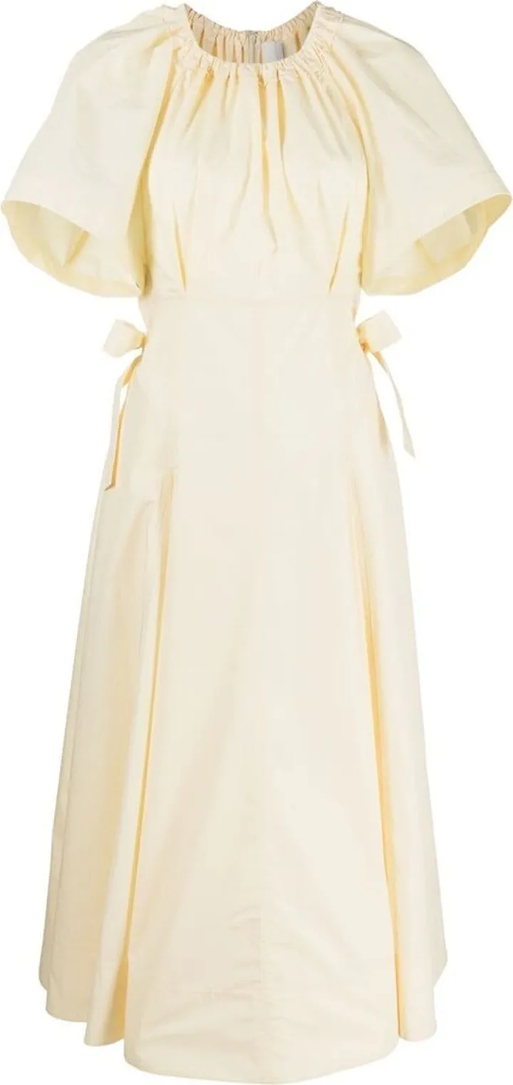 Ruched Short-Sleeved Midi Dress