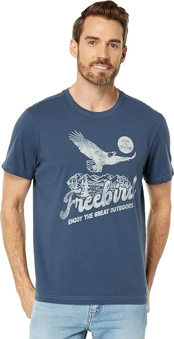 Life is Good Bald Eagle Freebird Short Sleeve Crusher Tee (Darkest Blue) Men's T Shirt