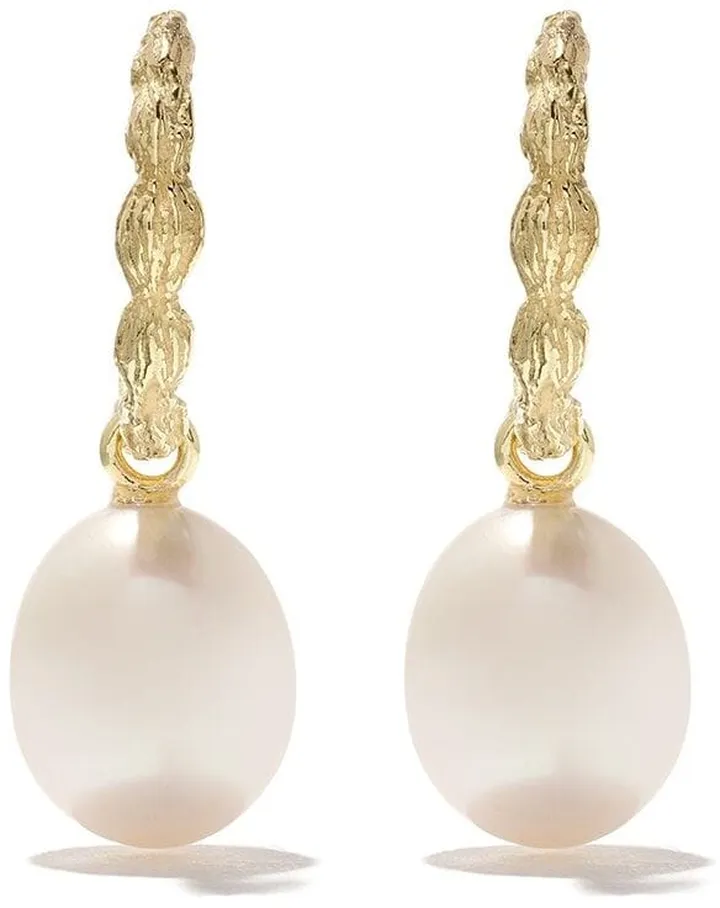 18kt yellow gold Organic Pearl hoops