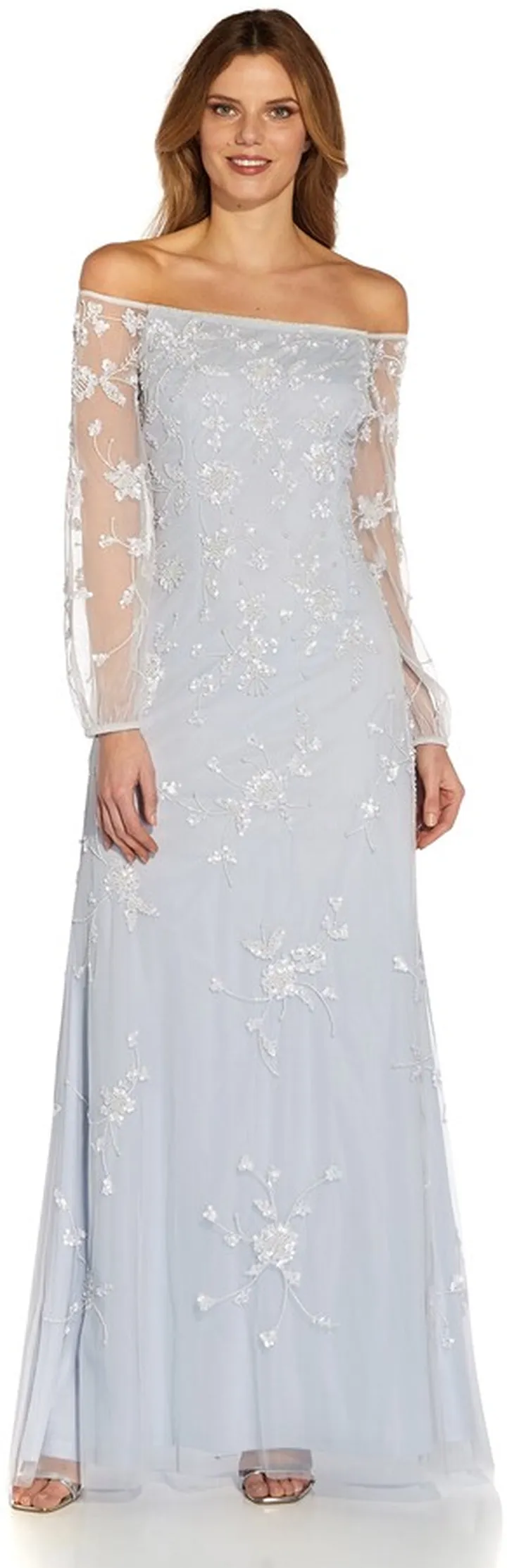 Long Sleeve Beaded Gown