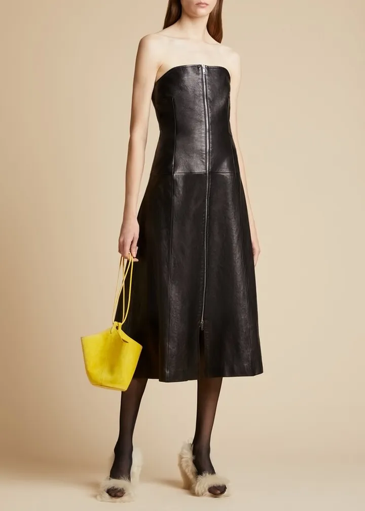 The Valerie Dress in Black Leather